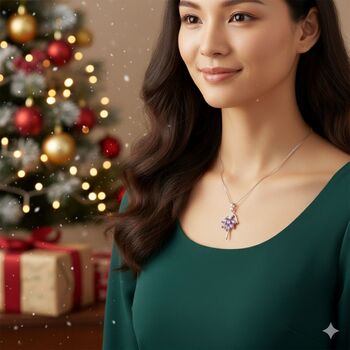 Personalised Ballerina Necklace With Purple Crystal Costume, 2 of 11