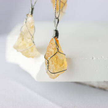 Raw Citrine Healing Stone Necklace Stainless Steel, 5 of 6