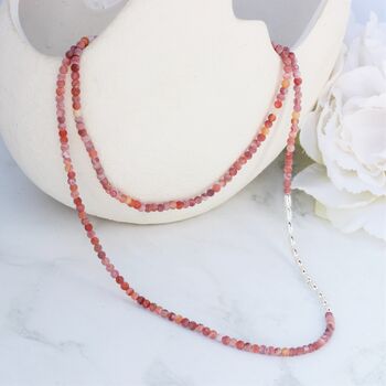 Long Orange Agate Beaded Necklace With Sterling, 8 of 10