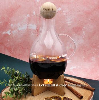 Personalised Mulled Wine/Coffee Glass Jug With Bamboo Stand, 2 of 5