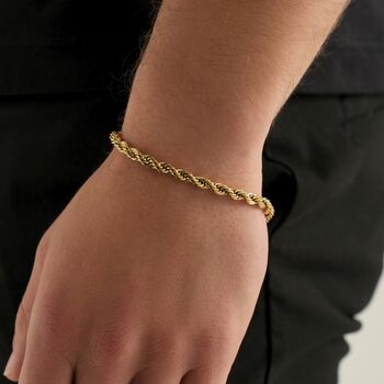 Steel Silver Chunky Rope Bracelet Adjustable Chain, 9 of 11