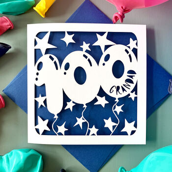 Personalised Balloon 100th Birthday Card, 2 of 4