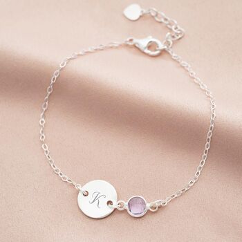 Personalised Initial Disc And Birthstone Bracelet, 6 of 12