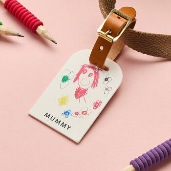 Personalised Child's Drawing Leather Luggage Tag, 3 of 5