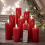 Nine Tru Glow® Red LED Slim Pillar Candles With Remote, thumbnail 1 of 2