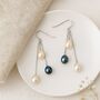 Sterling Silver Freshwater Pearl Triple Drop Earrings, thumbnail 2 of 4