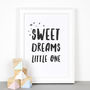 'Sweet Dreams' Monochrome Nursery Print, thumbnail 2 of 4