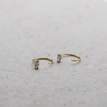 Gold Or Silver Pull Through Cubic Zirconia Earrings, 2 of 5