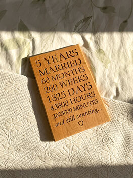 Five Year Solid Oak Anniversary Plaque, 5 of 6