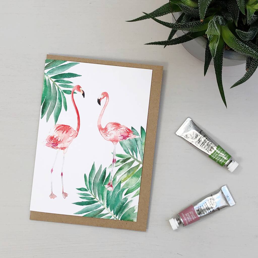 Flamingos Tropical Fun Greetings Card By Katie Hipwell Design