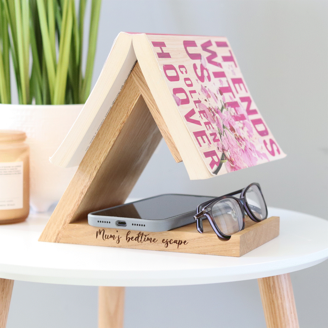 Personalised Solid Oak Bookrest – Bedside Gift For Her, thumbnail 2 of 12
