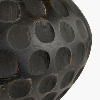 Black Mango Wood Table Lamp With Carved Dot Pattern, 7 of 8