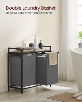 Two Compartment Laundry Hamper With Removable Bags, 6 of 12