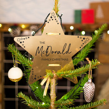 Personalised 'Family Christmas' Gold Star Tree Topper, 4 of 5