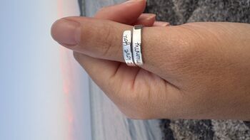 Custom Handwriting Sterling Silver Adjustable Ring, 3 of 5