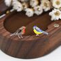 Sterling Silver Mismatched Robin Bird And Blue Tit Bird Stud Earrings, thumbnail 5 of 10