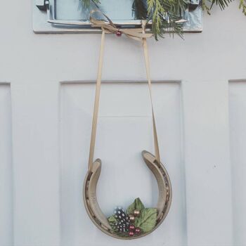 Personalised Gold Horseshoe Xmas Hanging Decoration, 2 of 4