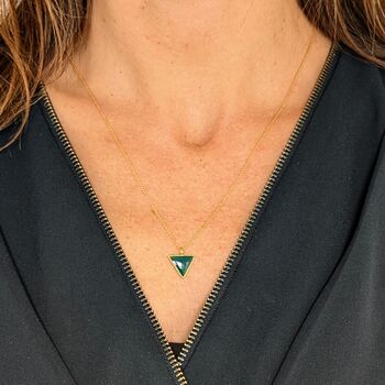 'The Triangle' Green Onyx Gold Plated Necklace, 4 of 7