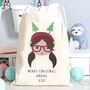 Personalised Girl In Glasses Christmas Storage Hair Bag, thumbnail 1 of 3
