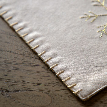 Cream Table Runner With Gold Snowflakes, 2 of 4