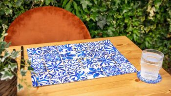 Mediterranean Pattern Placemat And Coaster Set, 4 of 11