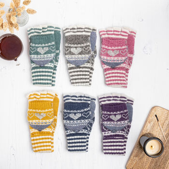 Love Heart Fairisle Knit Gloves, 3 of 10