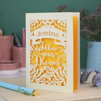 Personalised Papercut Follow Your Dreams Card, 7 of 7