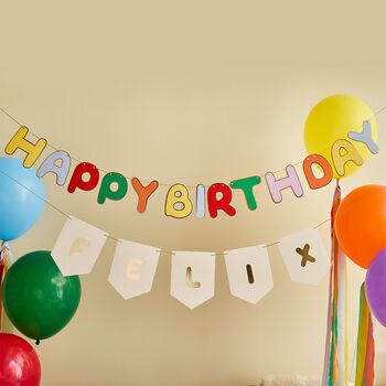 Colourful Birthday Banner With Name Bunting Set, 3 of 3