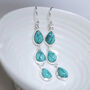 Sterling Silver Triple Turquoise Dangly Teardrops, thumbnail 1 of 2