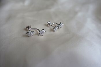 Silver Earrings Set With Personalised Pouch, Women Gift Idea, Dainty Flower Earrings Silver, 3 of 8