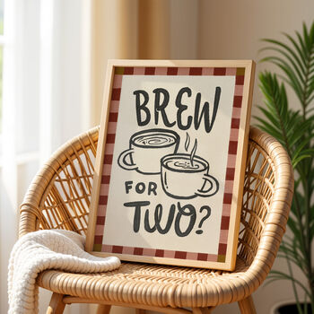 Brew For Two, Tea Print, Coffee Poster, Kitchen Wall Art, 5 of 8