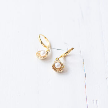 Gold Plated Shell Earrings, 4 of 10