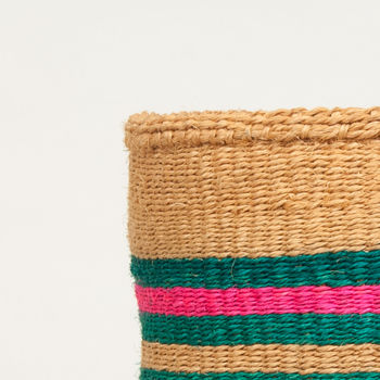 Turquoise And Pink Stripe Storage Baskets, 4 of 6