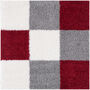 The Rugs Geometric Shaggy Rug Red Checkered Rug, thumbnail 8 of 12