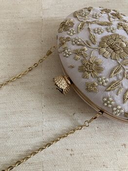 Light Pink Oval Handcrafted Clutch Bag, 9 of 10