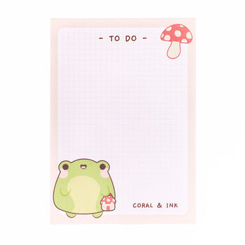 Cute Frog Mushroom Grid A6 Memo Note Pad, 4 of 4