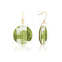 Olive Green Abstract Circular Earrings • Gold Plated Sterling Silver Hooks, thumbnail 6 of 8