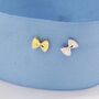 Farfalle Pasta Ribbon Bow Stud Earrings Sterling Silver, thumbnail 7 of 11