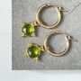 Peridot Gemstone Hoop Earrings In Gold Vermeil, thumbnail 4 of 4