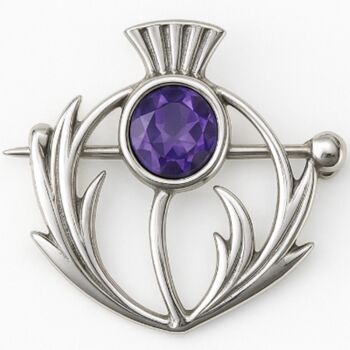Sterling Silver Thistle And Amethyst Crystal Brooch, 2 of 4