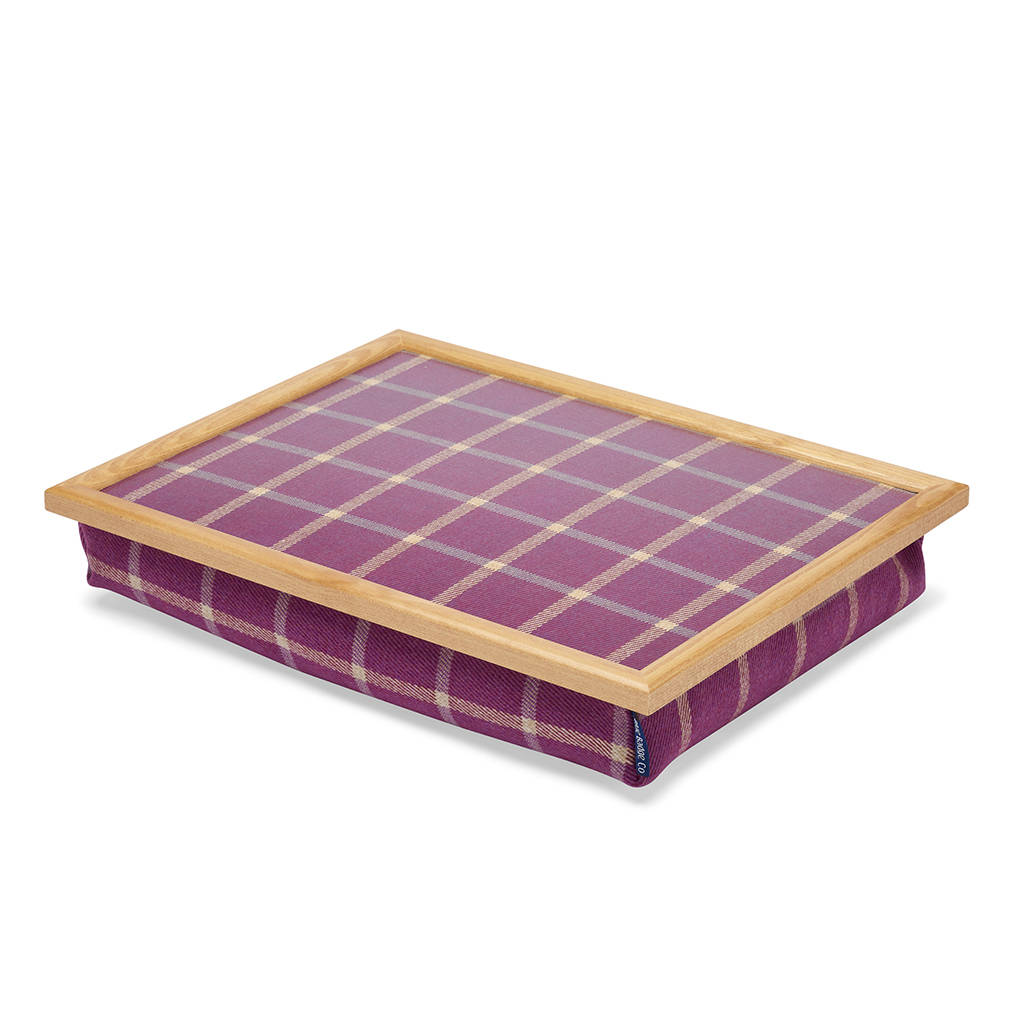 bean bag cushioned lap tray in blackwatch/heather by blue badge co