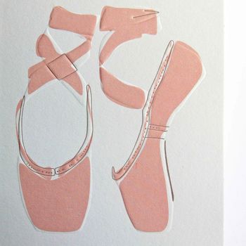 Pink Ballet Shoes Embossed Greeting Card, 2 of 2