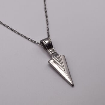 Arrow Head Necklace, Silver Viking Arrowhead Pendant, 3 of 3