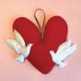 Lovebirds Heart Felt Hanging Decoration For Valentine's, thumbnail 3 of 3