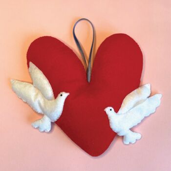 Lovebirds Heart Felt Hanging Decoration For Valentine's, 3 of 3