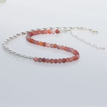 Orange Crackle Agate And Sterling Silver Beaded Necklace Or Double Bracelet, 5 of 11