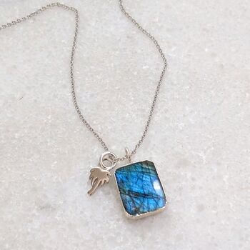 The Duo Labradorite Necklace, Silver, 11 of 12