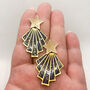 Art Deco Starburst Festive Navy Statement Earrings, thumbnail 7 of 9