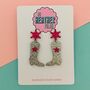 Silver And Pink Cowboy Boot Earrings, thumbnail 1 of 1