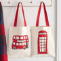Telephone Box And London Bus Canvas Bag, thumbnail 1 of 3